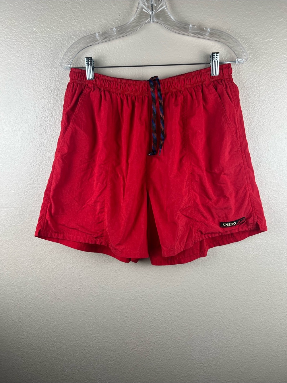 Speedo Red Mesh Lined Swim Trunks Size Large